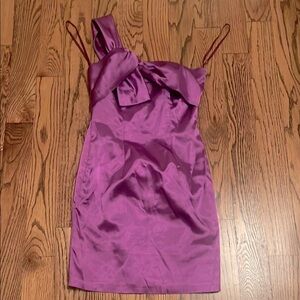80’s  Purple Satin mini Dress size xs worn once one shoulder